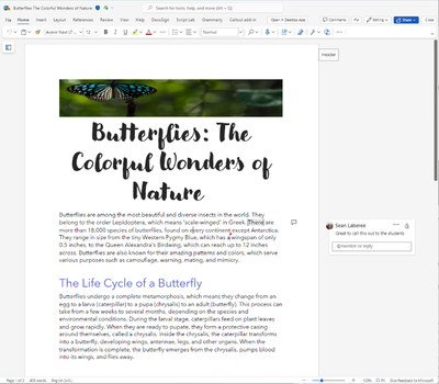 An image of a Word document that multiple users can collaborate on