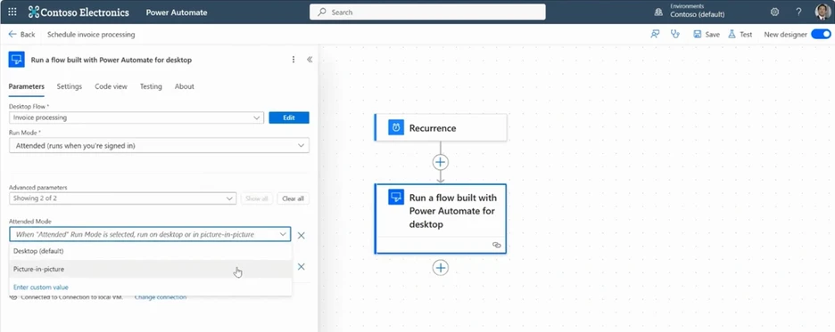 enable the Run in picture-in-picture flow property to ensure your flow always operates in this mode